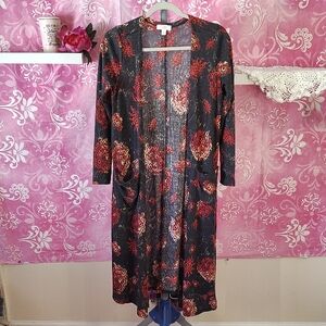 LuLaRoe Red and Black Patterned Cardigan